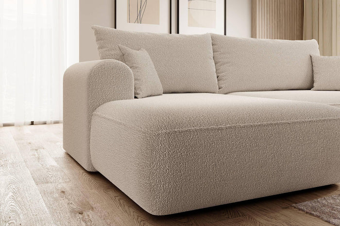 NADUVI Collection Philipa Hoekbank Links met Slaapfunctie - Bouclé - Beige