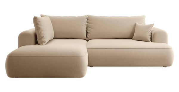 NADUVI Collection Philipa Hoekbank Big Links met Slaapfunctie - Velvet - Beige