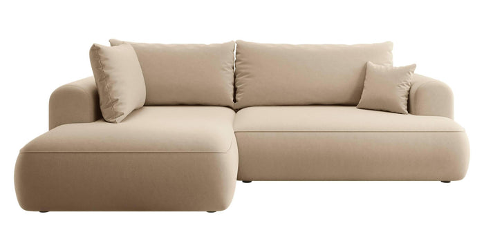 NADUVI Collection Philipa Hoekbank Big Links met Slaapfunctie - Velvet - Beige