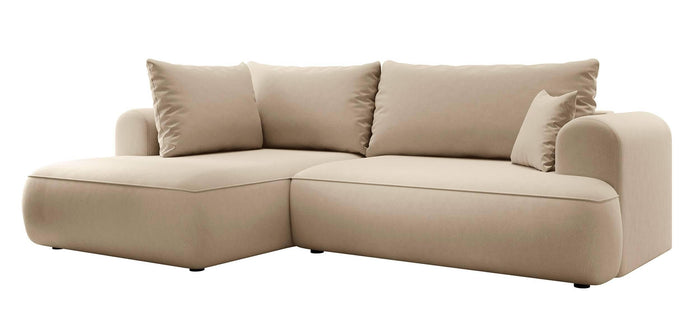 NADUVI Collection Philipa Hoekbank Big Links met Slaapfunctie - Velvet - Beige