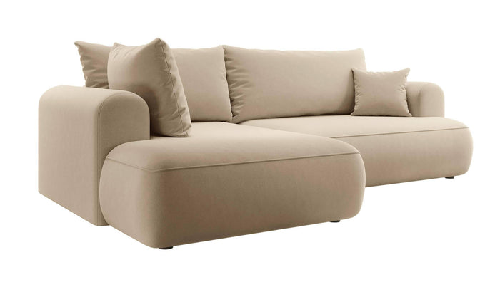 NADUVI Collection Philipa Hoekbank Big Links met Slaapfunctie - Velvet - Beige