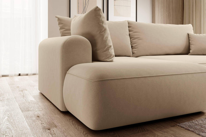 NADUVI Collection Philipa Hoekbank Big Links met Slaapfunctie - Velvet - Beige