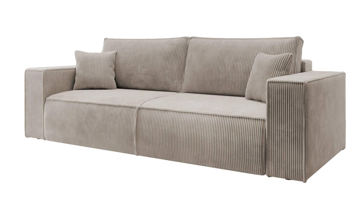 NADUVI Collection Galine 3-zitsbank met Slaapfunctie - Ribstof - Beige