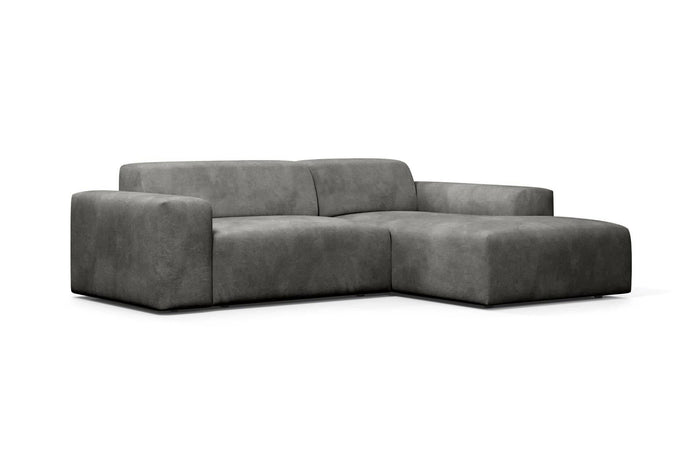 NADUVI Collection Nina Hoekbank Rechts - Velvet - Donkergrijs