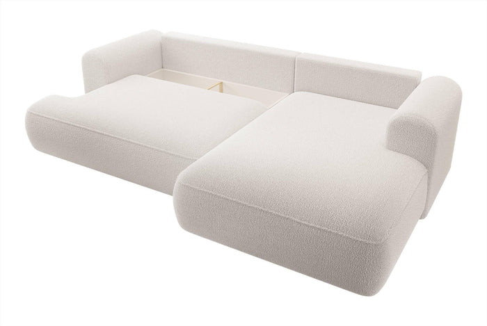 NADUVI Collection Philipa Hoekbank Rechts met Slaapfunctie - Bouclé - Crème