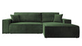 NADUVI Collection Galine Hoekbank met Chaise Longue Rechts met Slaapfunctie - Ribstof - Donkergroen