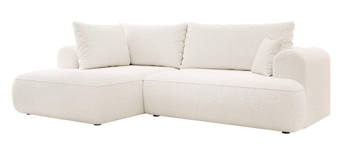NADUVI Collection Philipa Hoekbank Big Links met Slaapfunctie - Bouclé - Crème