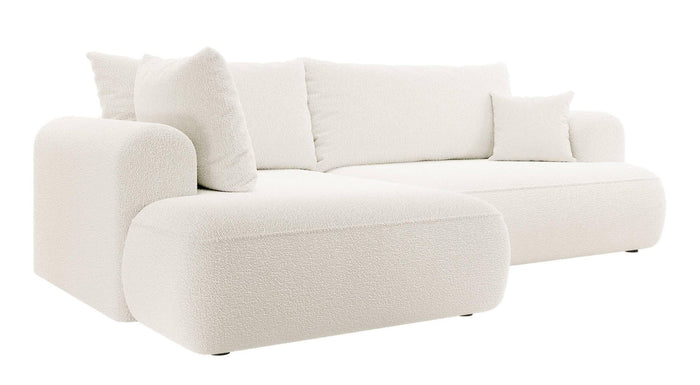 NADUVI Collection Philipa Hoekbank Big Links met Slaapfunctie - Bouclé - Crème