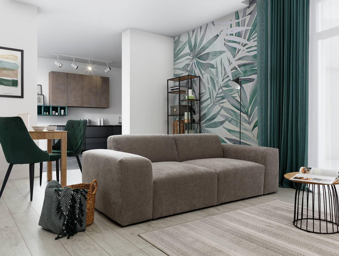 NADUVI Collection Nina 2-zitsbank - Ribstof - Lichtgrijs