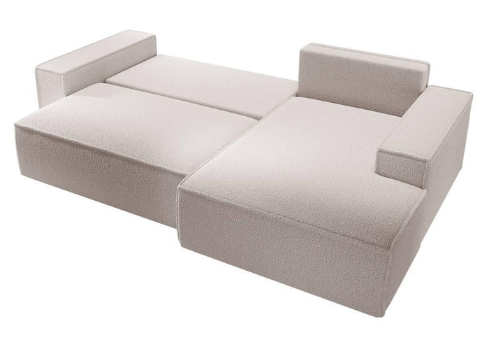 NADUVI Collection Galine Hoekbank met Chaise Longue Rechts met Slaapfunctie - Bouclé - Crème