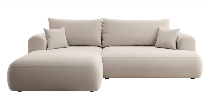 NADUVI Collection Philipa Hoekbank Links met Slaapfunctie - Velvet - Crème