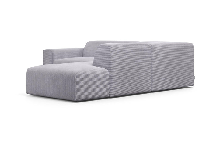 NADUVI Collection Nina Big Hoekbank Rechts - Ribstof - Lichtgrijs