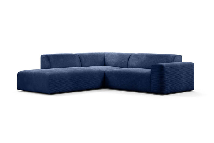 NADUVI Collection Nina Big Hoekbank Links - Ribstof - Donkerblauw