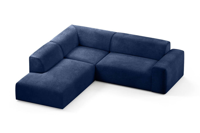 NADUVI Collection Nina Big Hoekbank Links - Ribstof - Donkerblauw