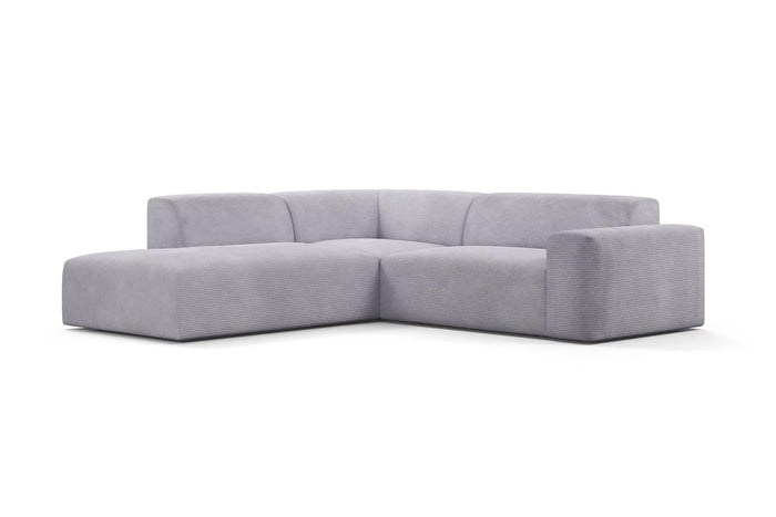 NADUVI Collection Nina Big Hoekbank Links - Ribstof - Lichtgrijs