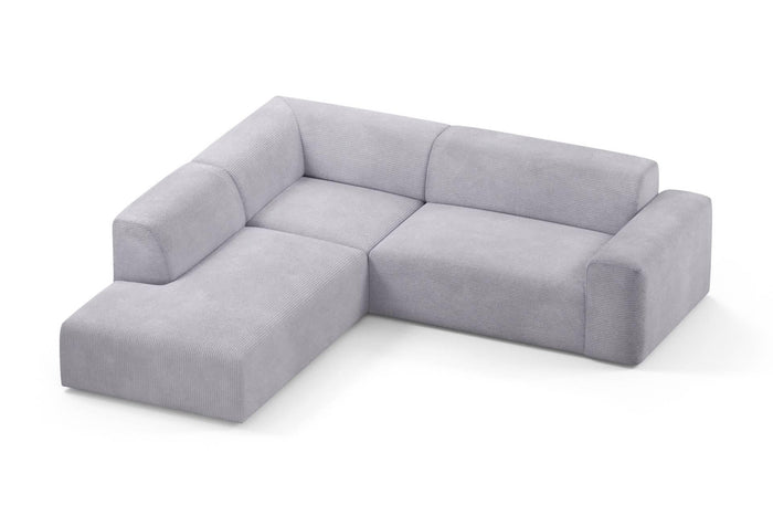 NADUVI Collection Nina Big Hoekbank Links - Ribstof - Lichtgrijs