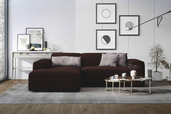 NADUVI Collection Nina Hoekbank Links - Ribstof - Donkerbruin