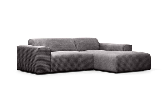 NADUVI Collection Nina Hoekbank Rechts - Ribstof - Donkergrijs
