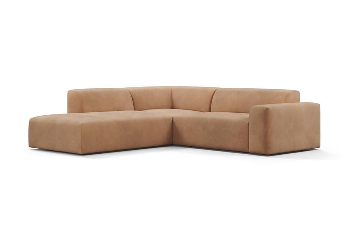NADUVI Collection Nina Big Hoekbank Links - Velvet - Camel bruin