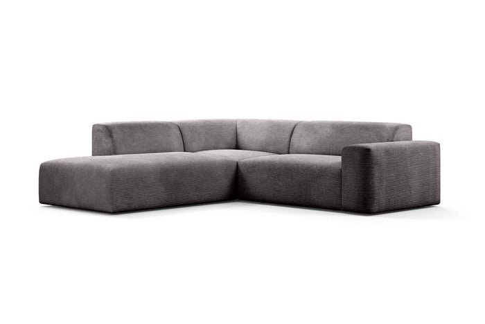 NADUVI Collection Nina Big Hoekbank Links - Ribstof - Grijs