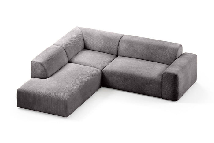 NADUVI Collection Nina Big Hoekbank Links - Ribstof - Grijs