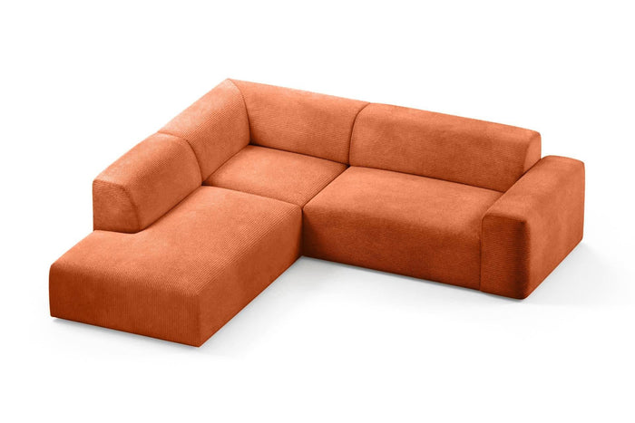 NADUVI Collection Nina Big Hoekbank Links - Ribstof - Terra Cotta