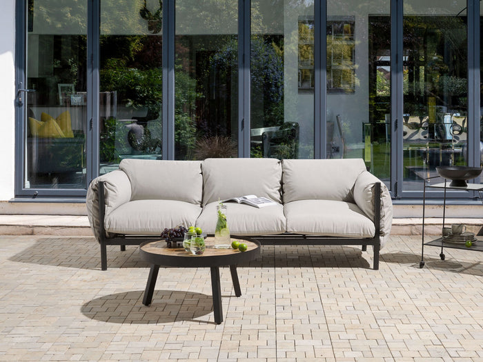 Beliani - ESPERIA - Tuinbank 3-zits - Lichtgrijs - Aluminium