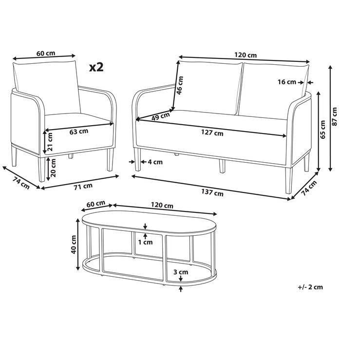 Beliani - MONTEFALCO - Loungeset 4-zits - Wit - Aluminium