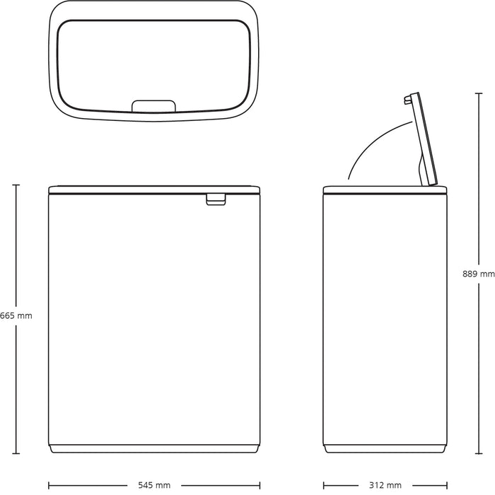 Brabantia Bo Touch Bin Afvalemmer 2 x 30 Liter - Confident Grey