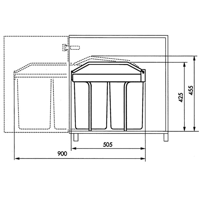 Hailo Multi-Box Duo L Inbouwprullenbak - 2x14L - wit