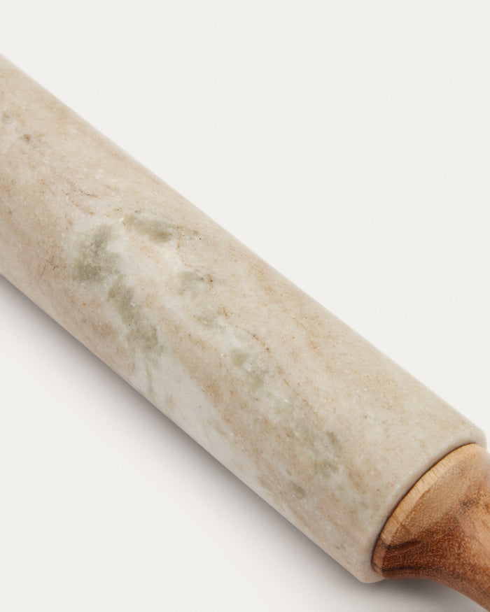 Kave Home - Beige marmeren Marichie-deegroller