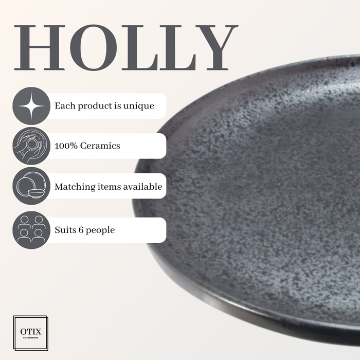 OTIX Dinerbord Zwart 6 stuks Aardewerk 26cm HOLLY