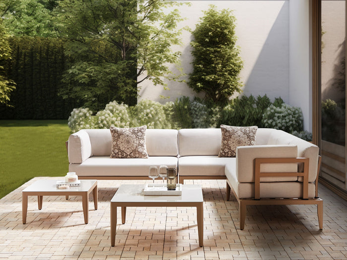 Beliani - RIMA III - Loungeset voor 6 - Lichtbeige - Aluminium