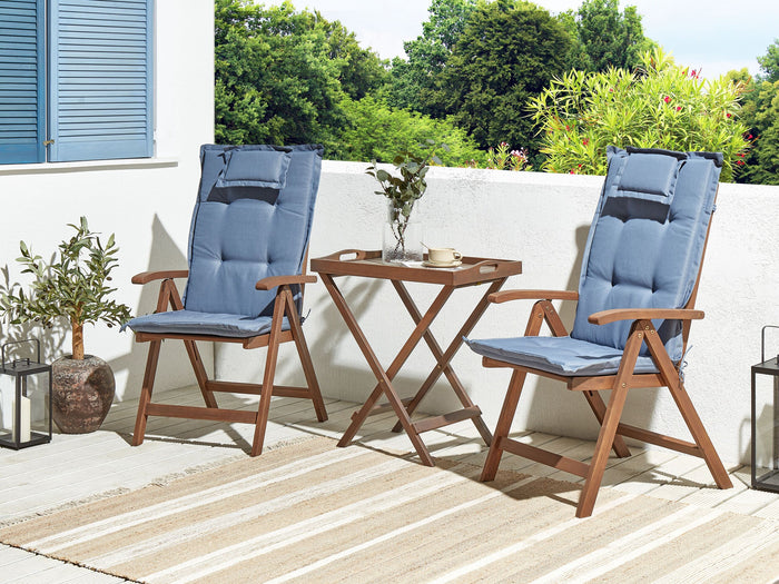 Beliani - AMANTEA - Bistroset - Donkerhout|Blauw- Acaciahout