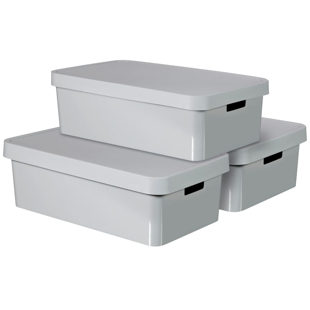 Curver Opbergbox met deksel Infinity 3 st 30 L grijs