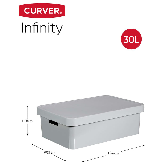 Curver Opbergbox met deksel Infinity 3 st 30 L grijs