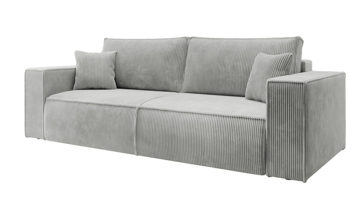 NADUVI Collection Galine 3-zitsbank met Slaapfunctie - Ribstof - Lichtgrijs
