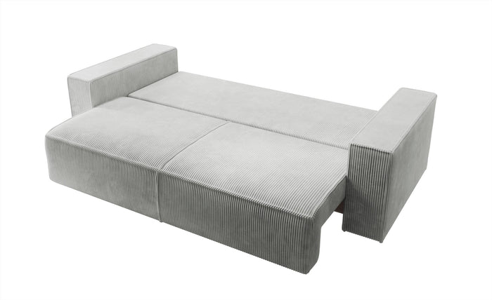 NADUVI Collection Galine 3-zitsbank met Slaapfunctie - Ribstof - Lichtgrijs
