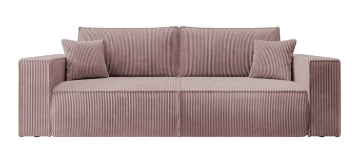 NADUVI Collection Galine 3-zitsbank met Slaapfunctie - Ribstof - Roze