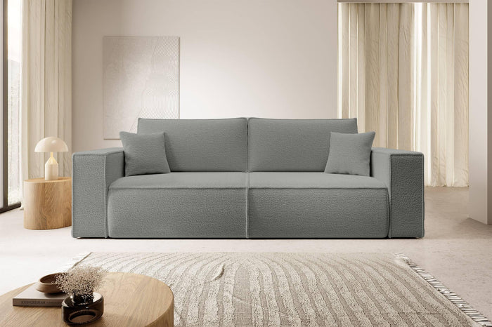 NADUVI Collection Galine 3-zitsbank met Slaapfunctie - Bouclé - Grijs