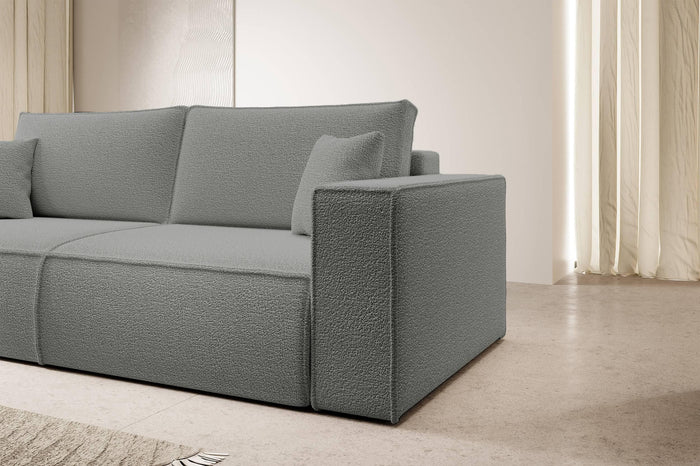 NADUVI Collection Galine 3-zitsbank met Slaapfunctie - Bouclé - Grijs