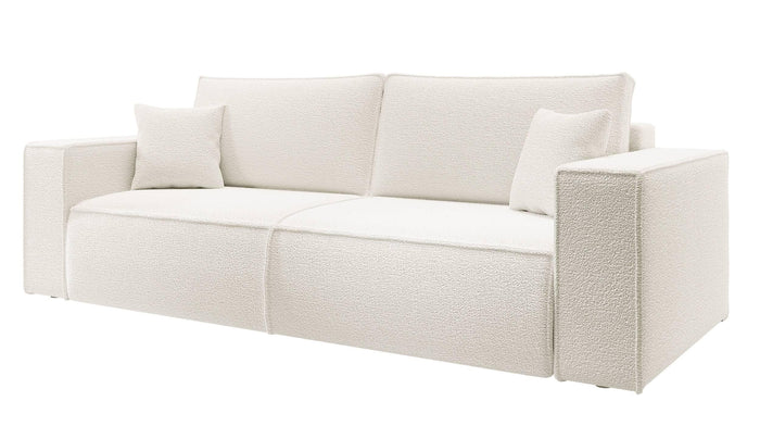 NADUVI Collection Galine 3-zitsbank met Slaapfunctie - Bouclé - Wit