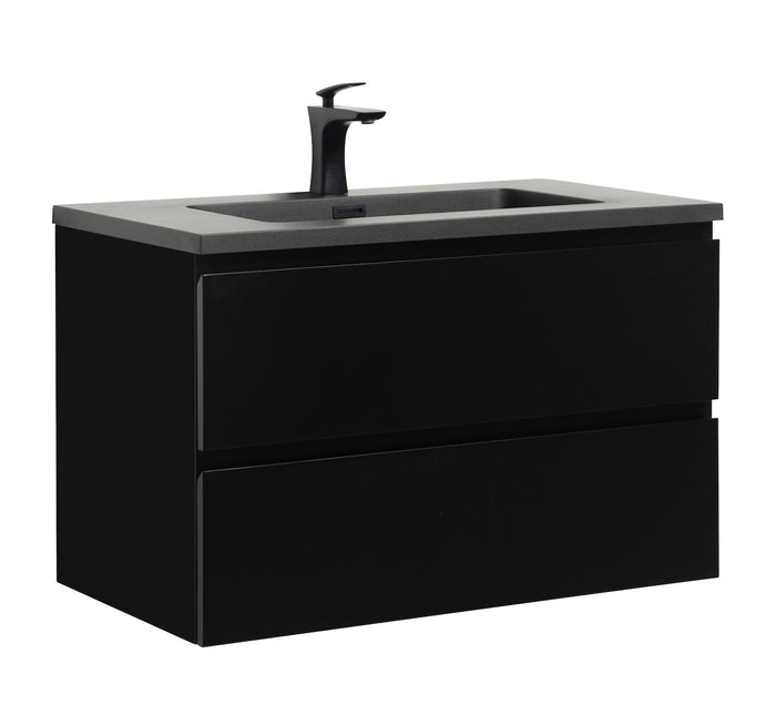 Badplaats Badkamermeubel Set Angela 80cm - Mat Zwart - Zwart