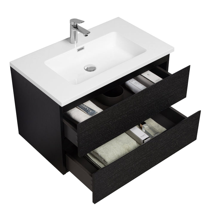 Badplaats Badkamermeubel Set Angela 80cm - Zwart Houtnerf