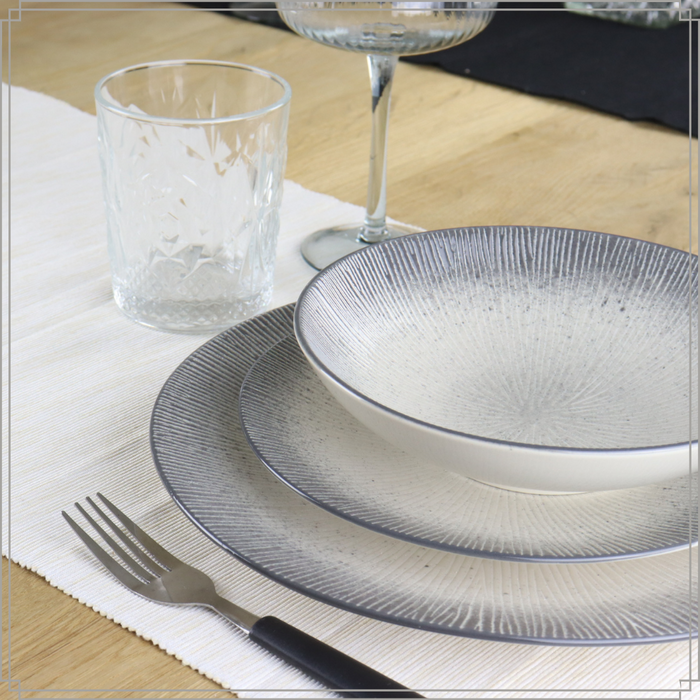 OTIX Diepe Soep Bordenset 6 Persoons Zwart Taupe 19cm Keramiek  TULIP