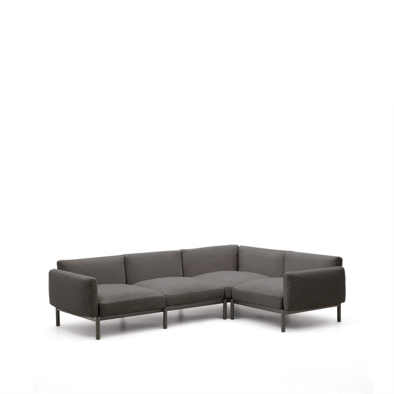 Kave Home - Sorells modulaire 5-zits buitenbank met grijze bekleding