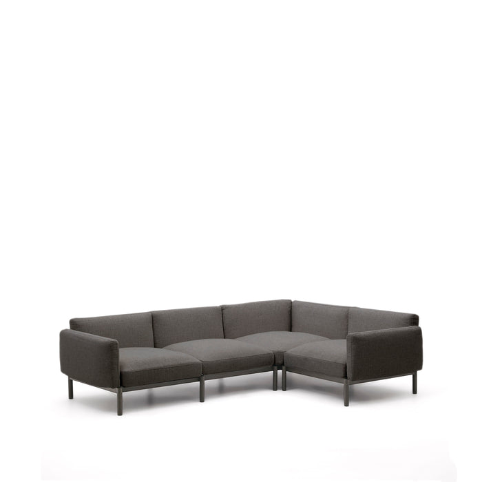 Kave Home - Sorells modulaire 5-zits buitenbank met grijze bekleding