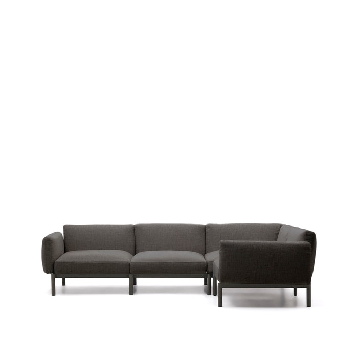 Kave Home - Sorells modulaire 5-zits buitenbank met grijze bekleding