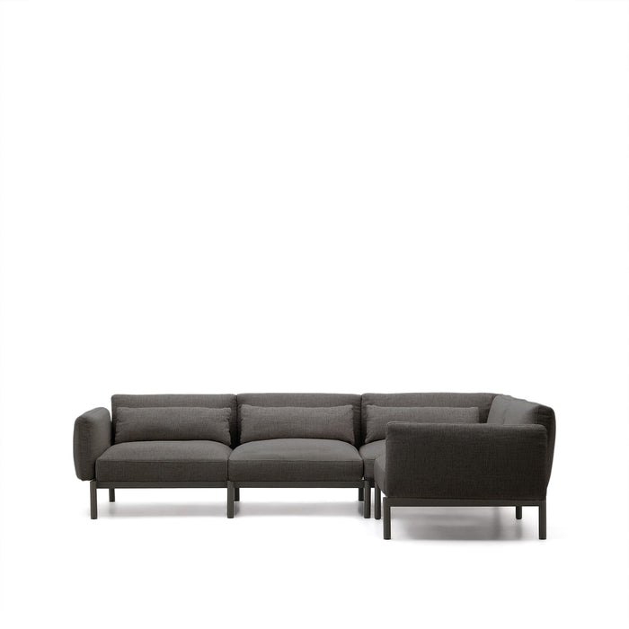 Kave Home - Sorells modulaire 5-zits buitenbank met grijze bekleding