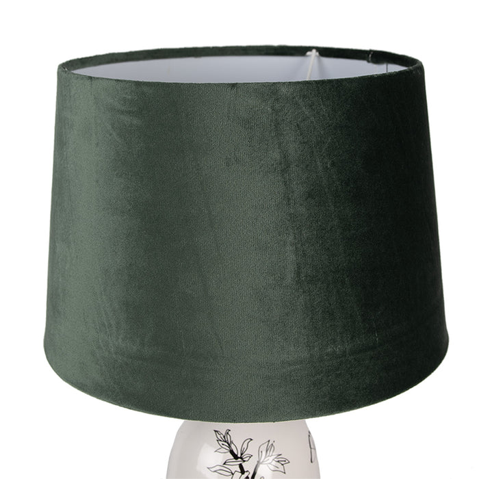 Clayre & Eef Tafellamp  Ø 28x50 cm  Wit Groen Kunststof Vogel